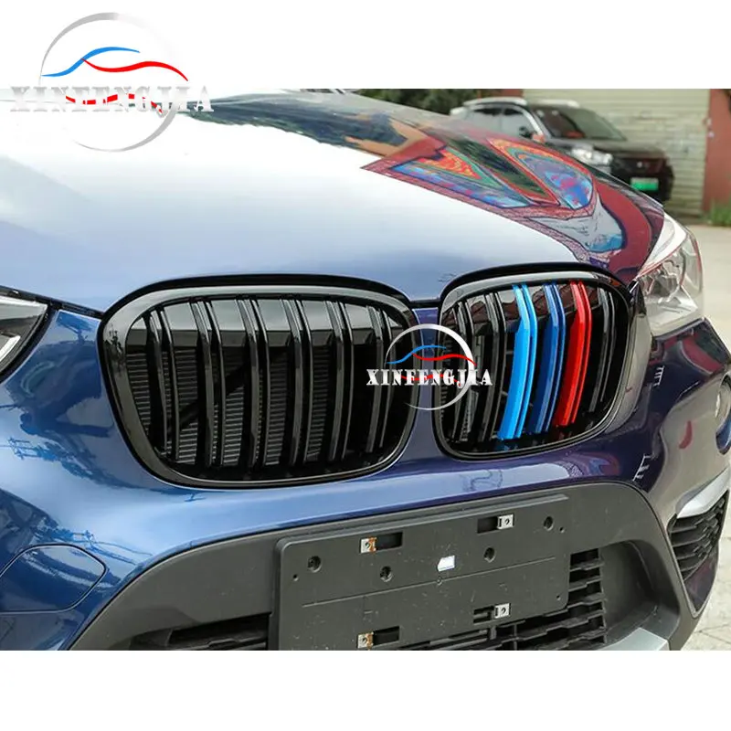 Для BMW X1 F48 16-19 2 шт. Передняя двухполюсная Спортивная решетка радиатора решётка радиатора, решетка радиатора, комплект обшивки X1M