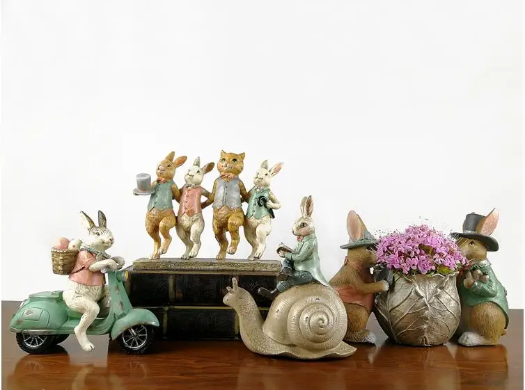 Американские резиновые животные милые аксессуары для кроликов, дома, гостиной, настольные статуэтки, украшения для офиса, настольные статуи, рукоделие