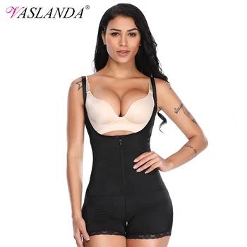 

VASLANDA Women's Firm Control Shapewear Latex Waist Girdle Body Shaper Sexy Lace Bodysuits Slimming Underwear Fajas Colombianas