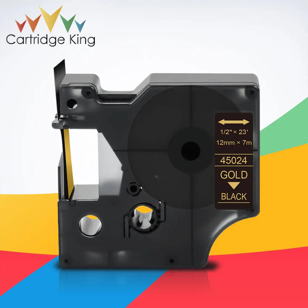 

1pcs Compatible Dymo D1 12mm Tapes 45010 45013 Ribbon cassette for Dymo Label Manager LM 160 280 Label Maker Gold on Black 45024