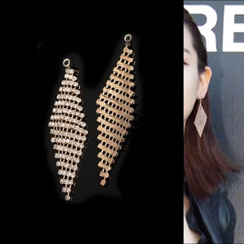 

2019New 50Pcs Full Rhinestones Hollow Rhombus button for DIY earring or necklace Pendants accessoriess FY88