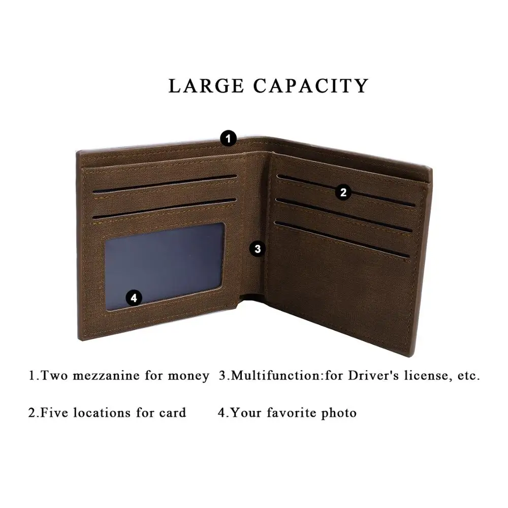 Wallet Men's New No Logo Custom Carving Picture Wallet Personalized Custom PU Leather Wallets Holiday Gift Custom Purse For Him