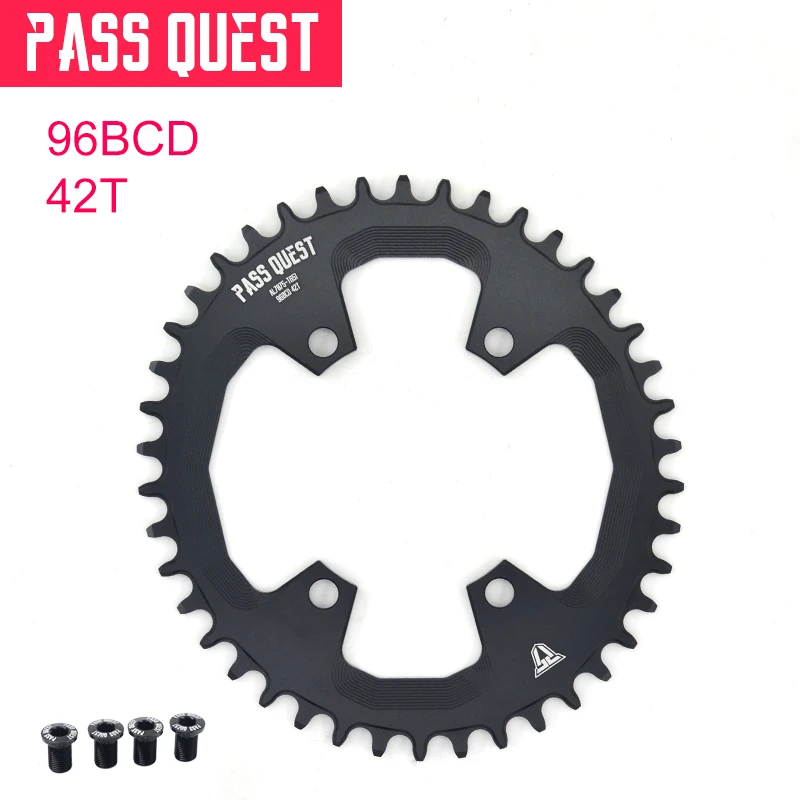 PASS QUEST oval Chainring 96BCD MTB Narrow Wide Bicycle Chainwheel 32/34/36/38/40/42T for deore xt M7000 M8000 M9000 Crankset - Цвет: 42T