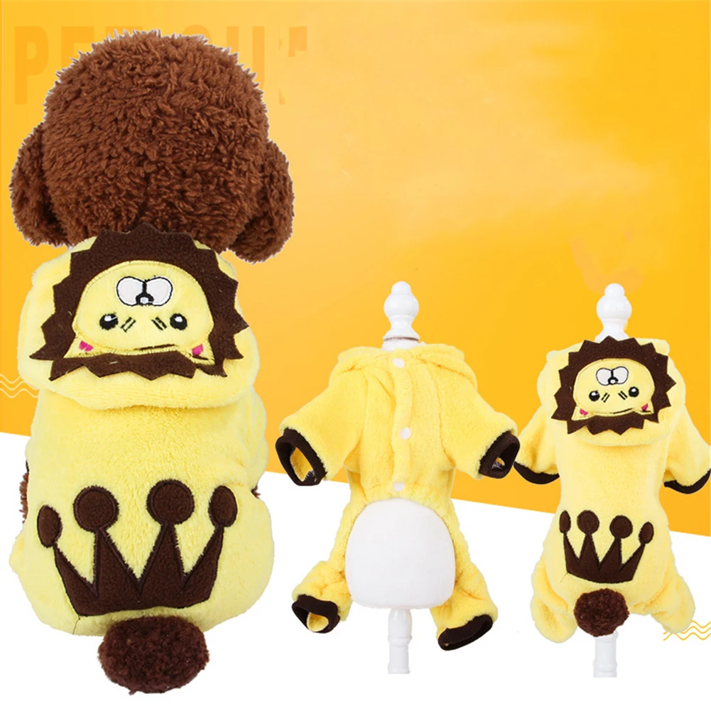 

Four Feet Dog Clothes Cute Cartoon Lion Pet Jumpsuits Soft Warm Winter Puppy Coat Jacket Fleece Plush Dog Pajamas Teddy Clothing