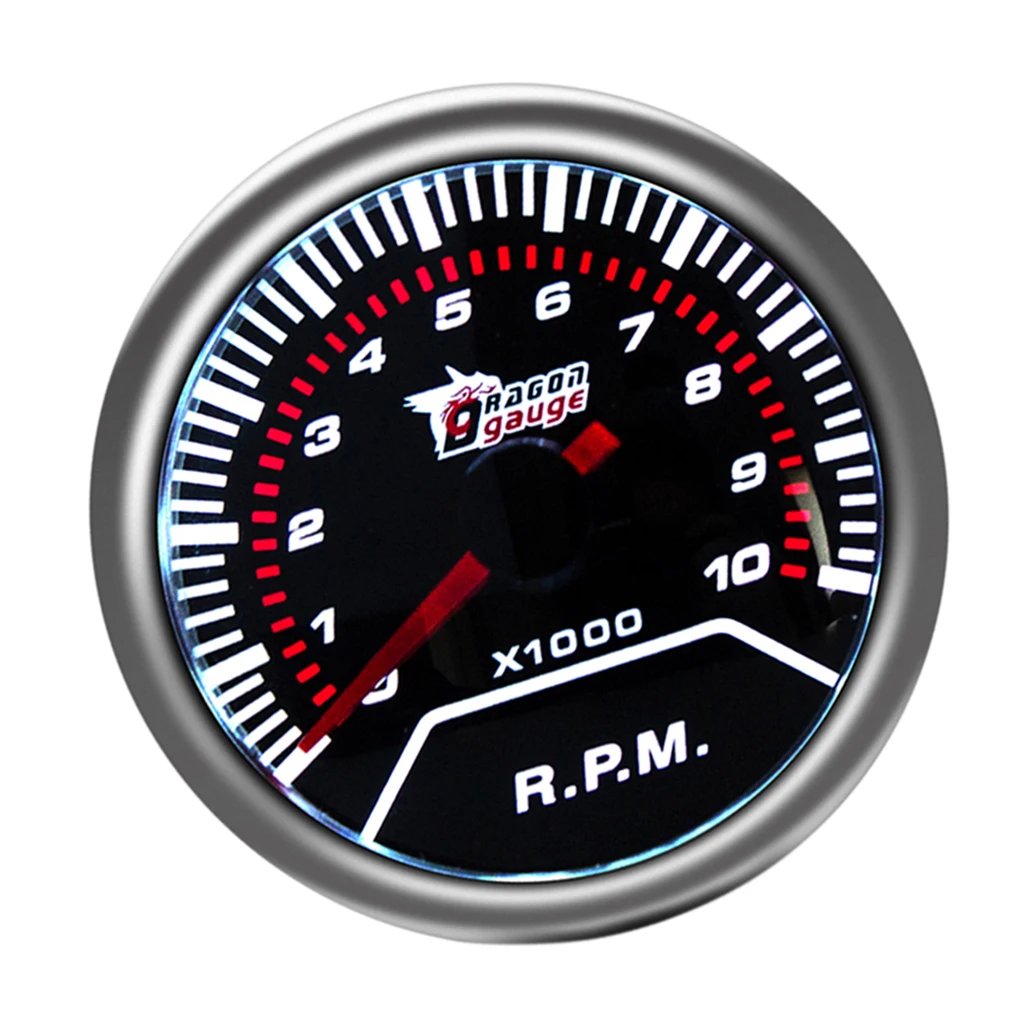 

Universal Car Tachometer Gauge LCD Tacho Hour Meter 0-10000 RPM 52mm, White