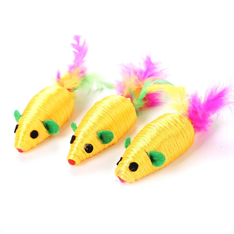 3PCS/Lot Cat Interactive Colored Feather Tail Little Mouse Cat Toy Set Pet Interactive Training Supplies Cat Funny Toys