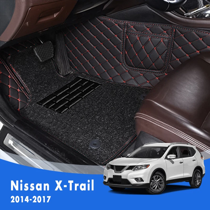 

For Nissan X-Trail Xtrail Rogue T32 2017 2016 2015 2014 Luxury Double Layer Wire Loop Car Floor Mats Carpets Auto Accessories