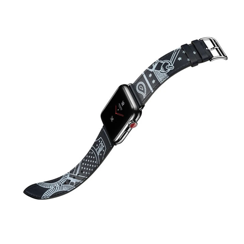 Для Apple Watch Series 4 5 40 мм 44 мм ремешок из натуральной кожи для часов herm Apple Watch Band Series 1 2 3 Ремешки для наручных часов браслет - Цвет ремешка: TT-Black