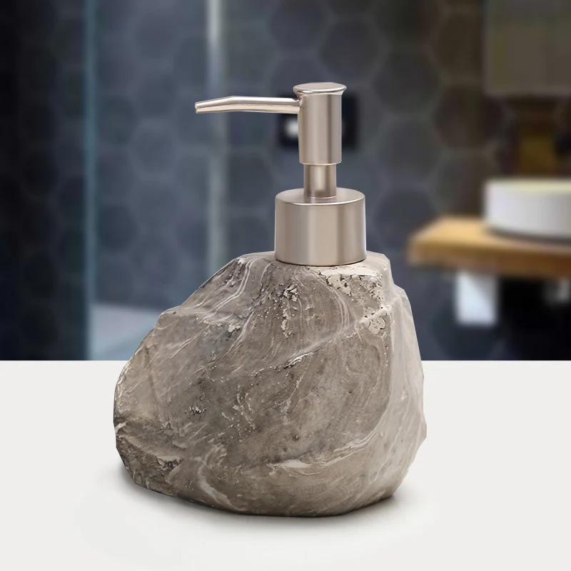 Креативный керамический диспенсер для жидкого мыла бутылка античный камень бутылка для средства для мытья рук гостиничный шампунь для душа ванна жидкий диспенсер бутылка - Цвет: B