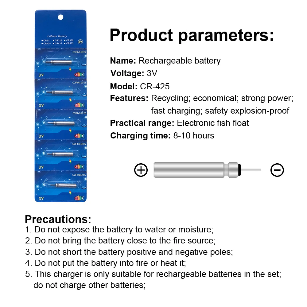 Электронный поплавок перезаряжаемый аккумулятор CR425 USB зарядное устройство светящийся поплавок литиевый штыревой элемент ночные рыболовные снасти 3 размера