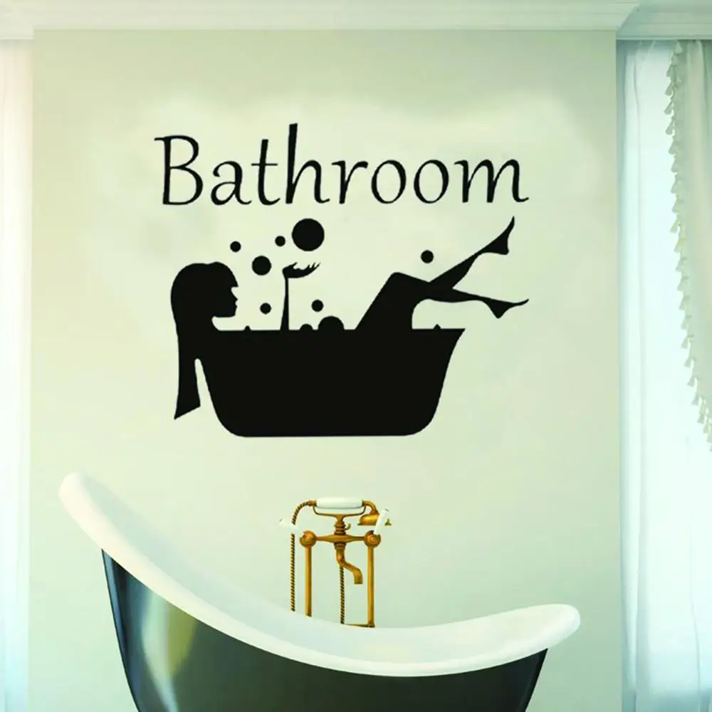 Lady Bathtub Wall Sticker Home Bathroom Door Removable Decal Art Mural Decor Lady Bathtub Wall Sticker Home Bathroom Door Removable Decal Art Mural Decor