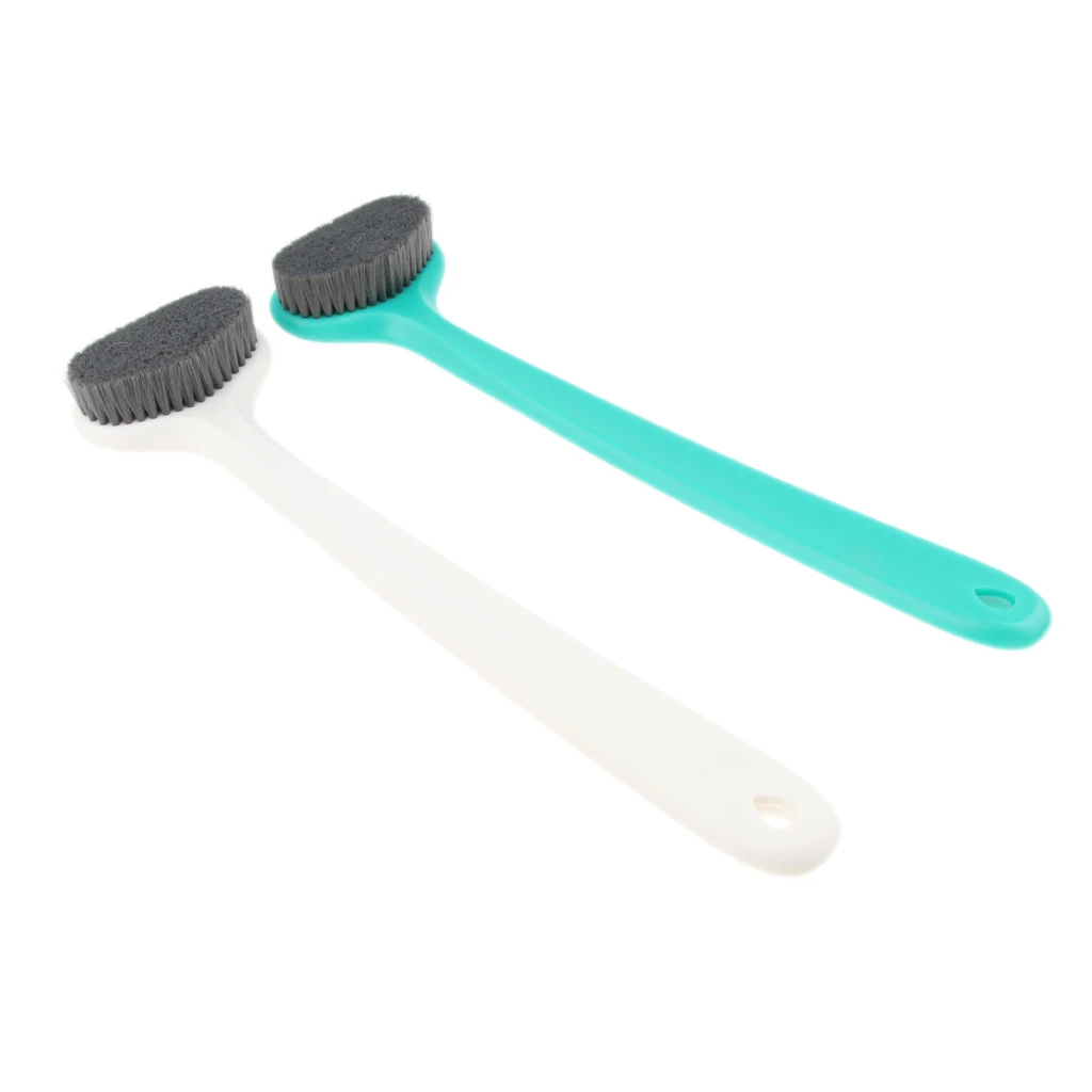 Back Scrubber Shower Brushing Long Handle Exfoliating Skin Brush Cleaning Exfoliation Shower Helper - White / Green