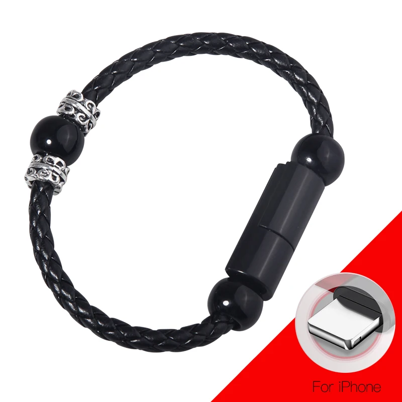 22 см плетеный браслет кабель передачи данных USB C кабель для передачи данных для iPhone Android для type-C зарядный кабель для huawei samsung Micro - Цвет: Cable for iphone