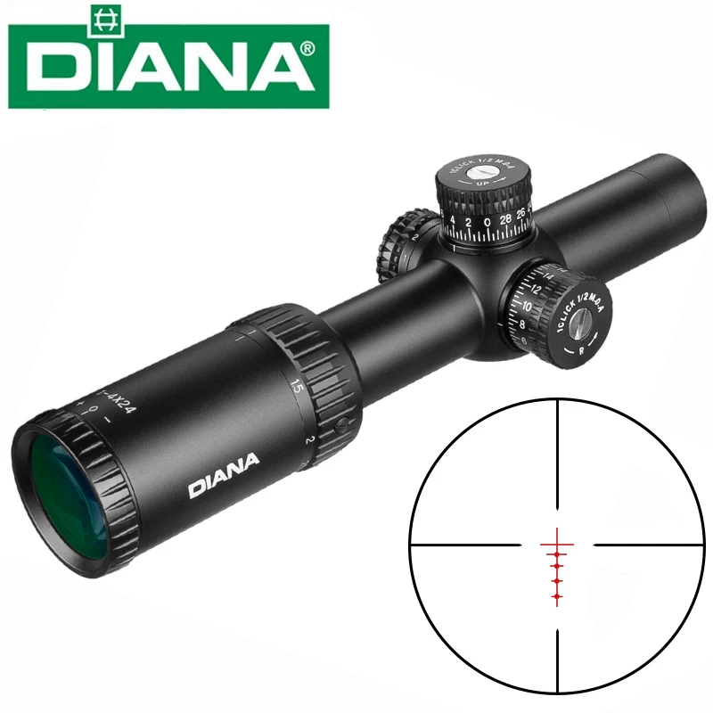 Охотничья оптика DIANA 1-4X24 прицелы сетка тактический оптический прицел с мишенью