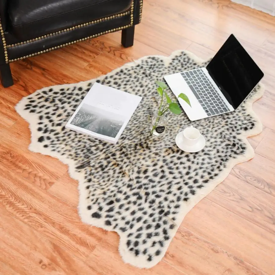 Мягкий плюшевый ковер 100x94 см принт с леопардовым узором ковер имитация искусственного плюшевый коврик ковер домашняя спальня Леопардовый принт ковер