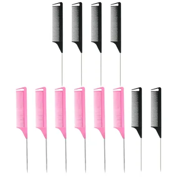 

12pcs Hairdressing Plastic Pintail Comb Highlight Tail Comb for Hairshop