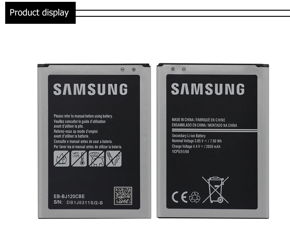 Оригинальная батарея samsung EB-BJ120CBU EB-BJ120CBE для samsung Galaxy J1 версия J120 J120F J120A J120H J120T J120DS 2050 мА-ч