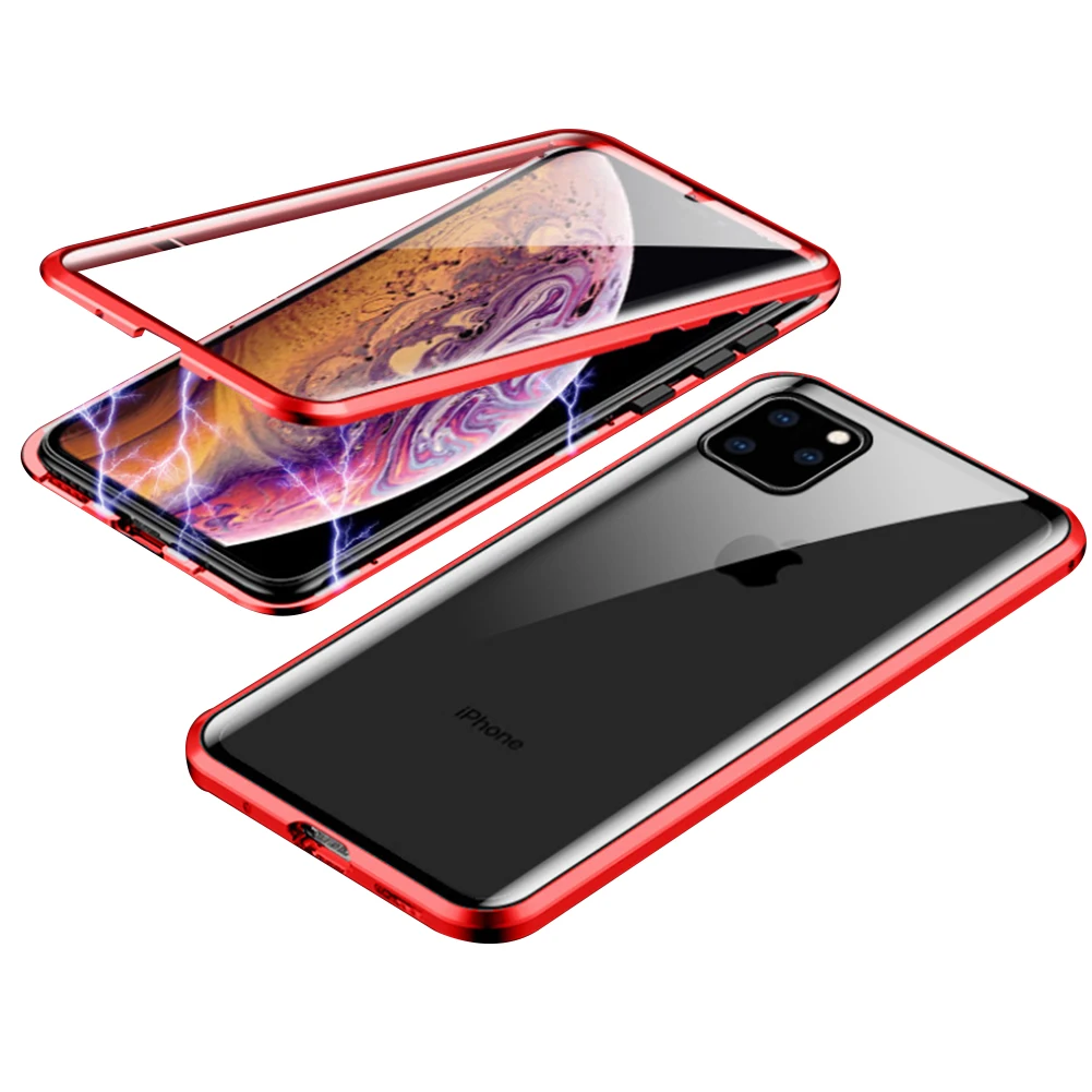 Магнитный чехол из закаленного стекла для iPhone 11 Pro X XS MAX XR 7 8 Plus, магнитный металлический бампер для samsung Galaxy Note 10 Plus