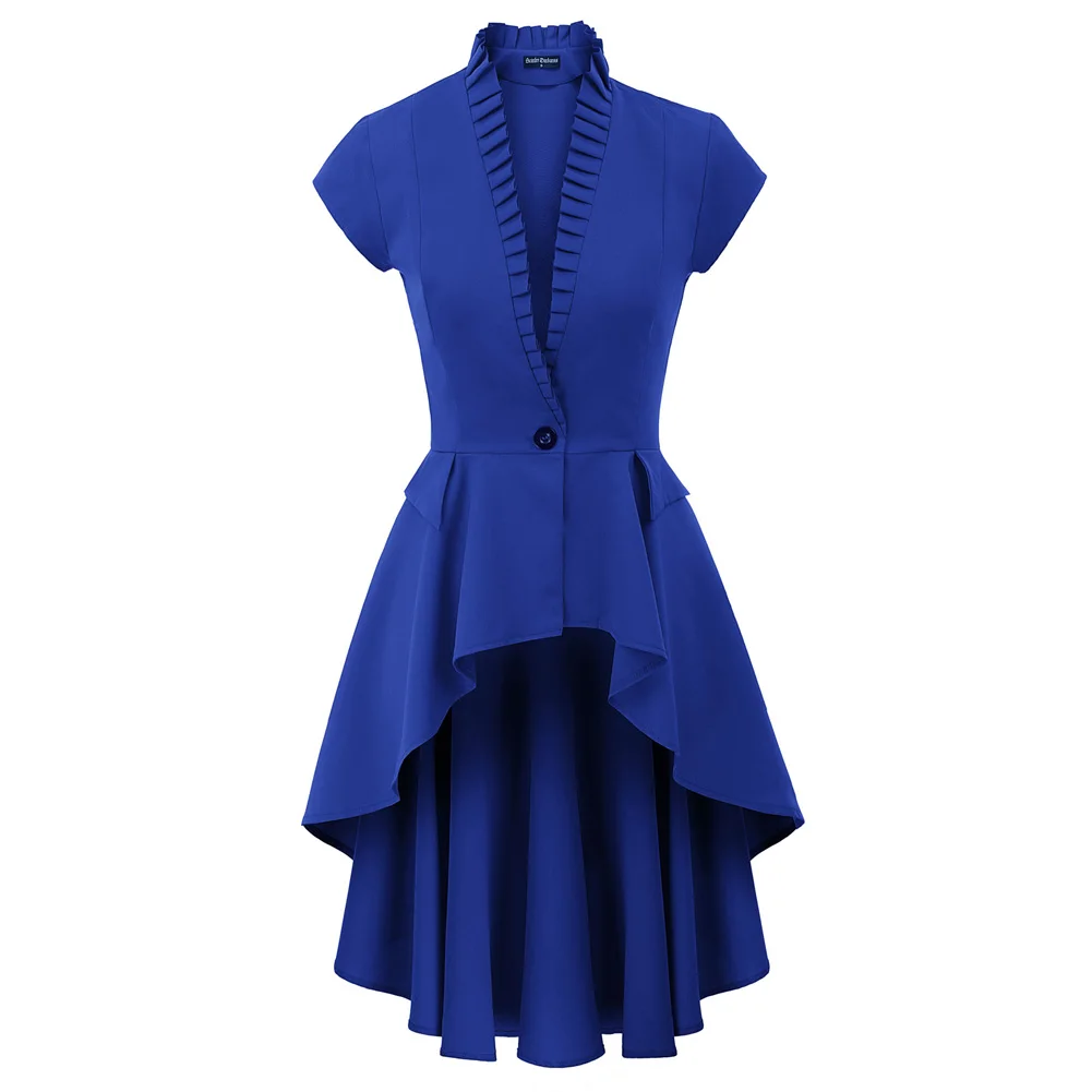

Women jacket Steampunk Renaissance club party gothic coats Short Sleeve Stand Collar Irregular lady high low long Coat evening