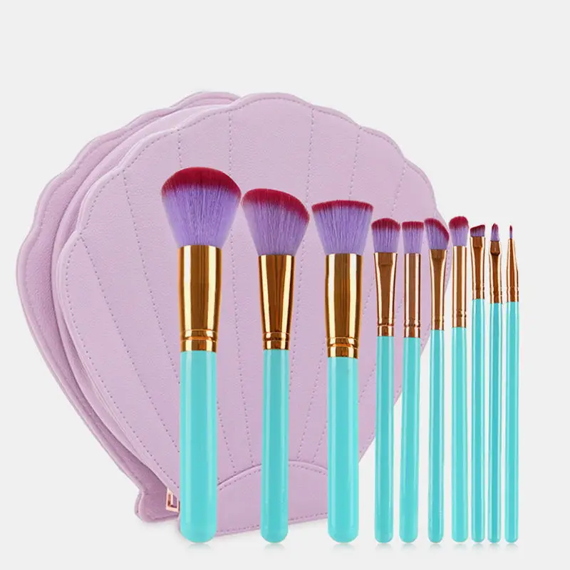 

Fashion 10Pcs/Bag Professional Makeup Brushes Shell Case Kit Portable Comestic Bag Makeup Tools Foundation Blush Eyebrow Make Up