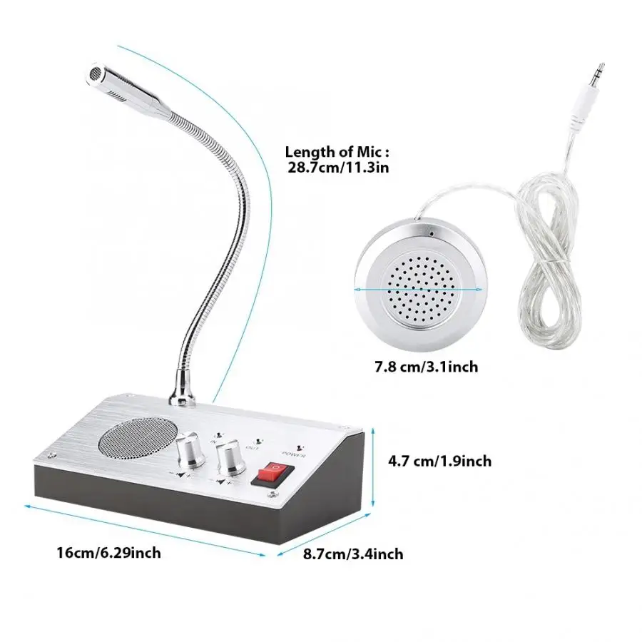 100-240 в двойной способ голосовой микрофон динамик домофон Окно Счетчик переговорные для охранной компании