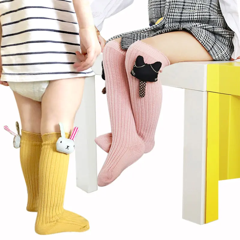 Носки для маленьких девочек; зимние теплые хлопковые гольфы для девочек; носки с цветочным рисунком для маленьких принцесс; модные брендовые гетры