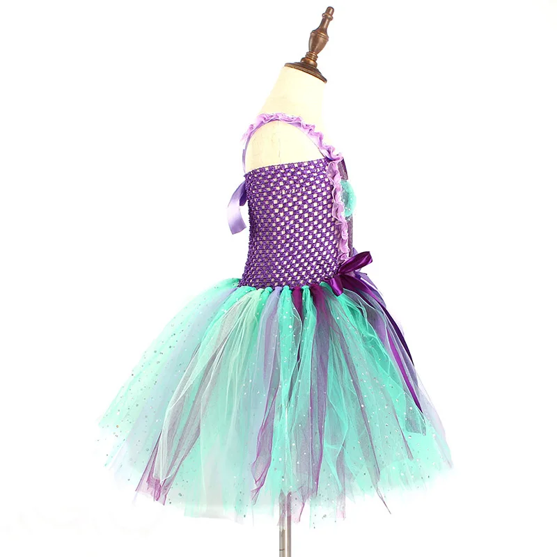 Mermaid Teal and Pearls Sparkly Tutu Dress for Girls Birthday Party Pageant Princess Dresses Kids Starfish Halloween Costume (16)
