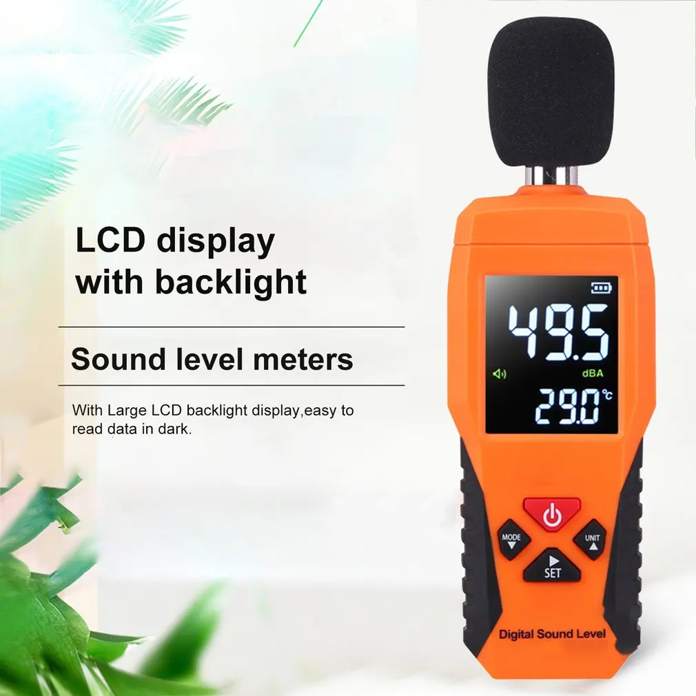 

Digital Sound Level dB Meters 30dB~130dB Decibe Noise Logger Detector Diagnostic Tool Temperature Tester With Backlight