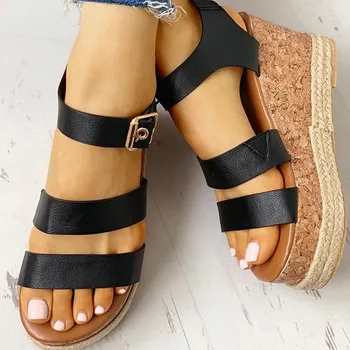 

Karinluna New Wholesale Plus Size 43 Wedges High Heels Casual Platform Comfortable Summer Gladiator Women Shoes Woman Sandals