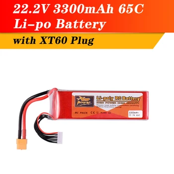 

ZOP Power 22.2V 65C 3300mAh 6S Lipo Battery XT60 Plug for RC Racing Car Drone