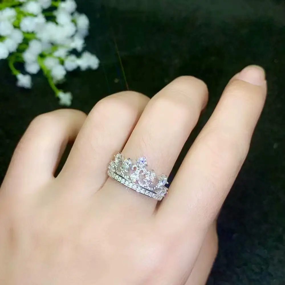 Moissanite Корона кольцо, королева, 925 серебряный бриллиант, день рождения свадьба подарок