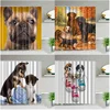 Animal Dog Shower Curtains 3D Printed Bathroom Decor Waterproof Polyester Cloth Children's Bath Curtain Washable With Hooks 1