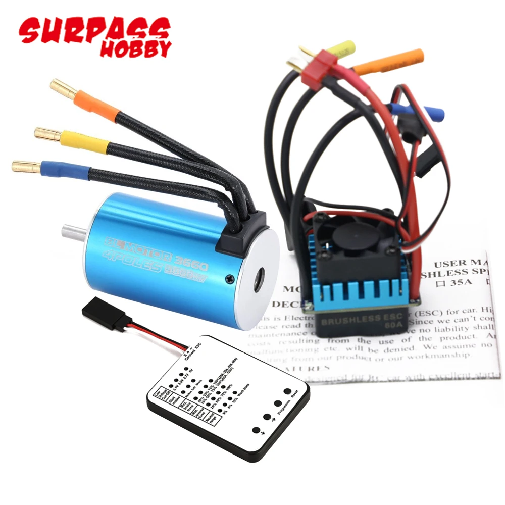 Motore Brushless Rocket 3660 Con ESC 80A - 4300/3800/3300/2600KV Per Auto RC 1/10