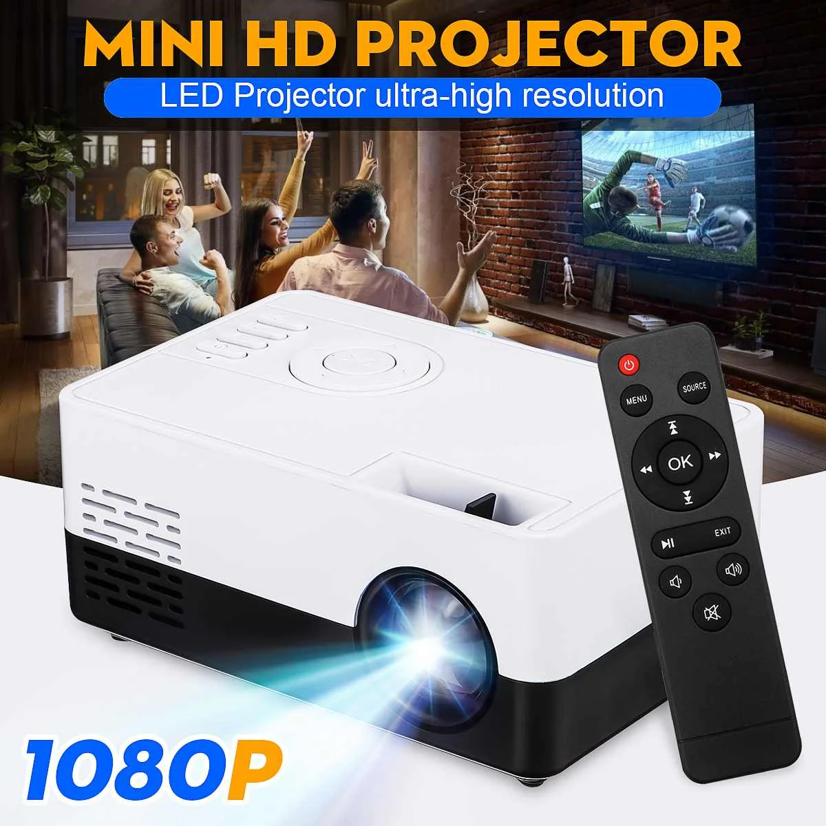 Светодиодный мини-проектор 7000лм Аудио HDMI USB светодиодный мини-проектор ЖК-дисплей bluetooth Домашний кинотеатр видео медиаплеер AV USB SD