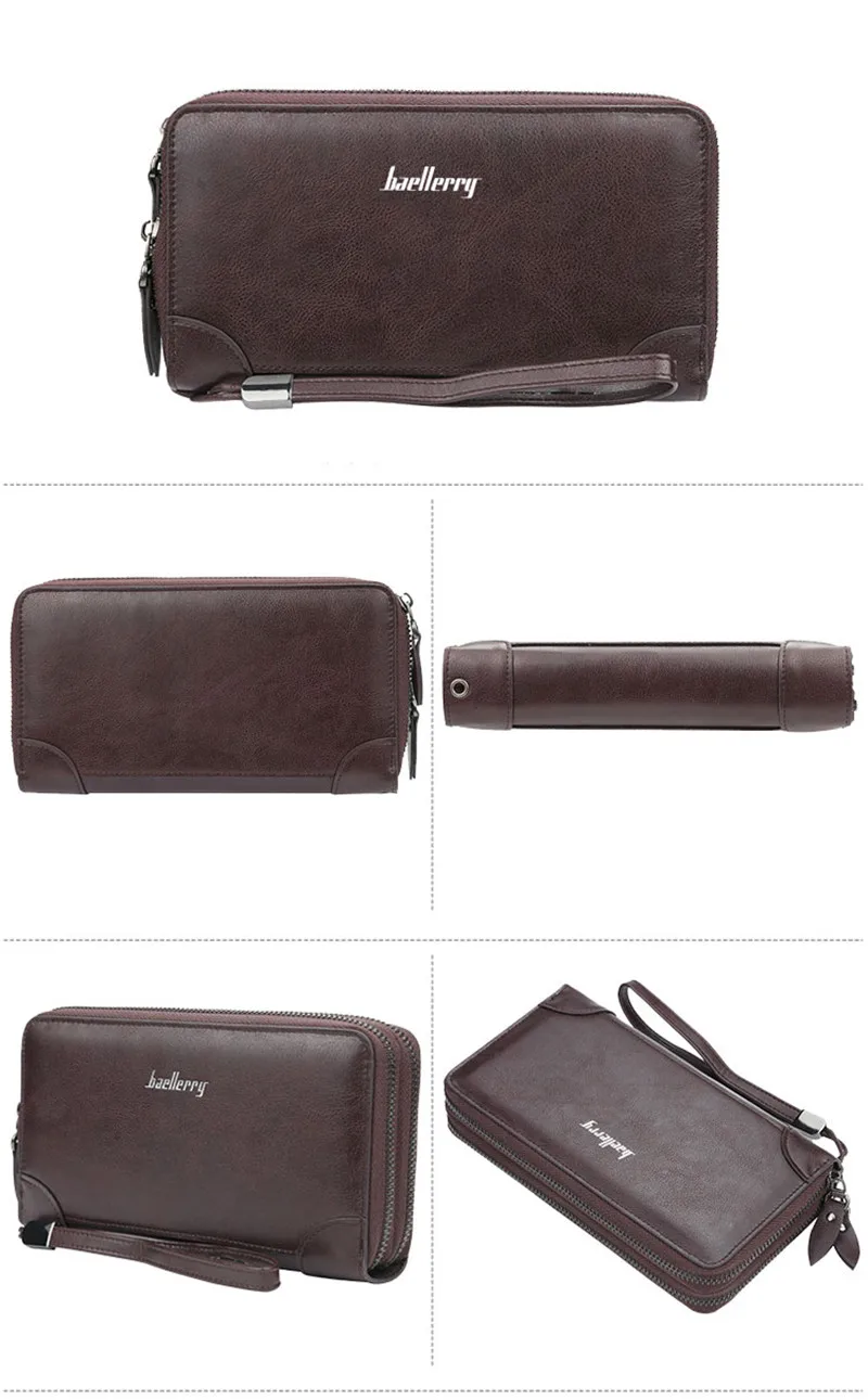 Baellerry-carteira masculina de couro com zíper, bolsa