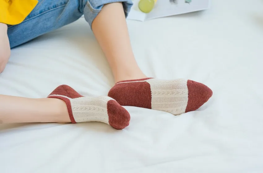 Socks Women's Summer with Cotton Thin Mesh South Korea Head with Color Separation Women's Invisible Ankle Sock Low-Cut Anti-slip