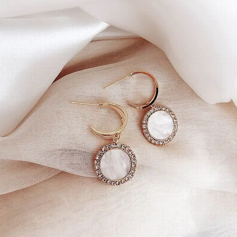 

Korean 2020 New Rhinestone Shell Drop Earrings For Women Personality Earings Trendy Jewelry