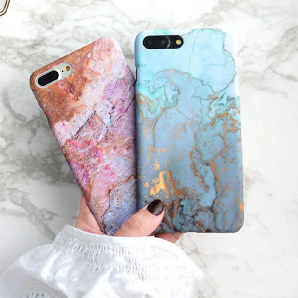 

L-FADNUT Stylish Marble Patterned Case For iPhone X Xs 7 8 6S 6 Plus Classy Elegant Matte Bumper Fashion Shockproof PC Cover
