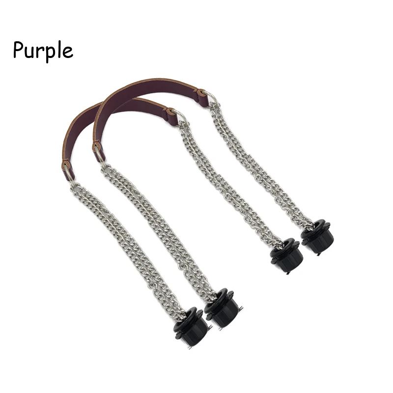 1 Pair Superfiber Leather Flat Handles  Handle Double Metal Chain for O Bag for EVA Obag Women Bag accessories 