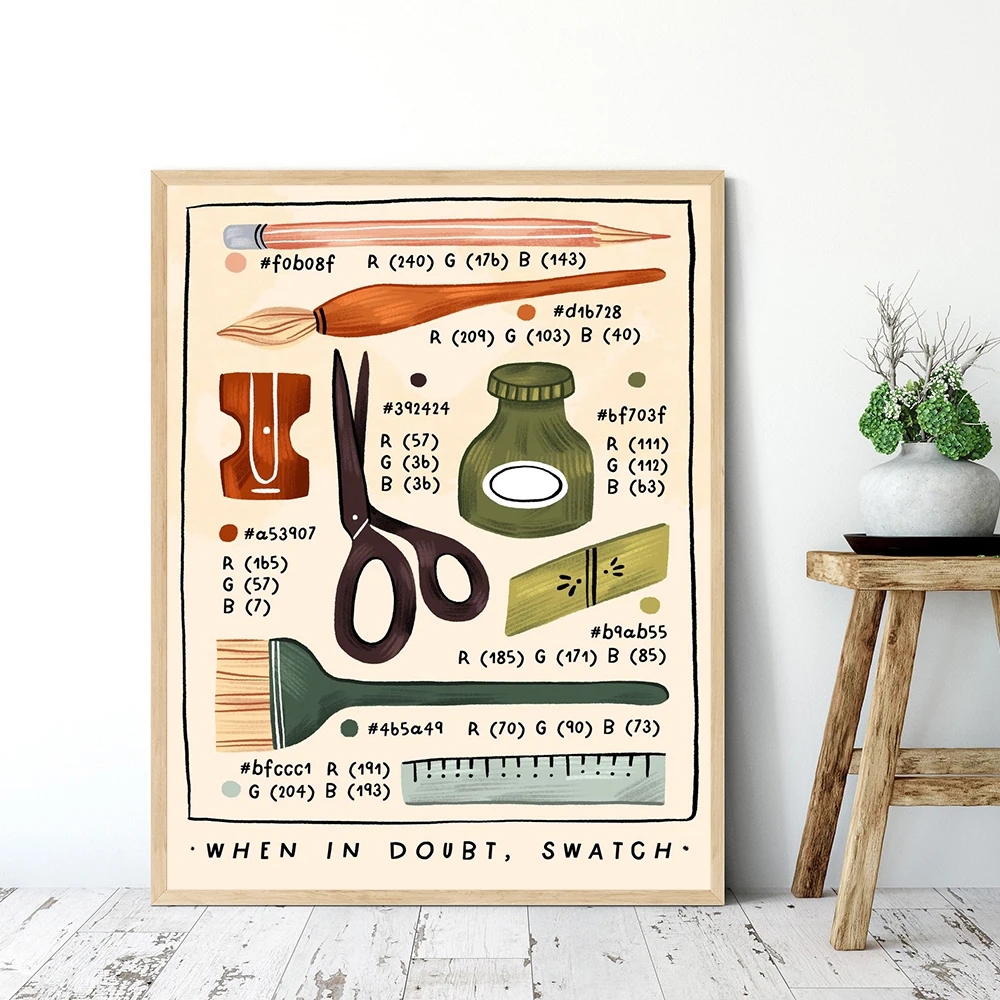 In Caso Di Domande Swatch Quote Art Print Inspirational Dicendo Office Wall Art Vintage Color Canvas Painting Minimalista Poster Decor