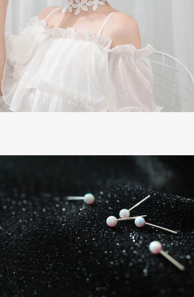 MloveAcc Сияющий Камень Серьги гвоздики стерлингового серебра 925 серьги в виде прозрачных шаров бусины Серьги в Корейском стиле модные украшения