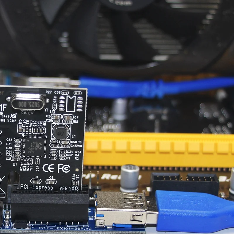 UEX101 PCI-E X1 to X1 удлинитель Riser Card адаптер с USB3.0 кабелем