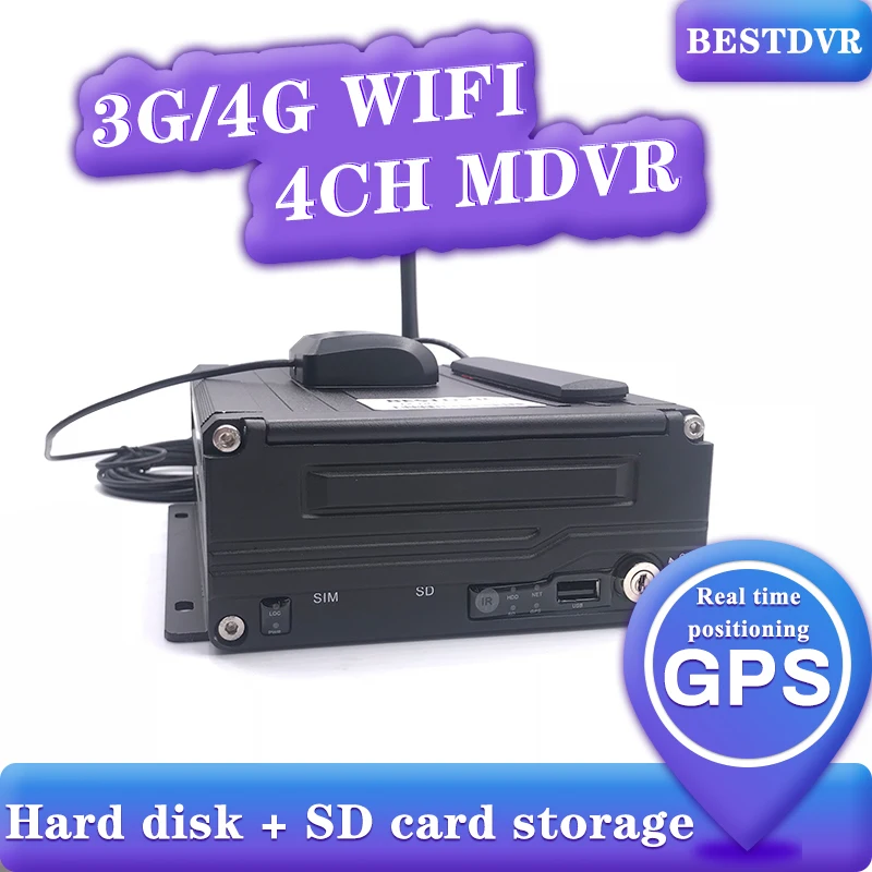 Ahd 4CH жесткий диск 1080 Мобильный DVR Встроенный 4G GPS WiFi Поддержка удаленного