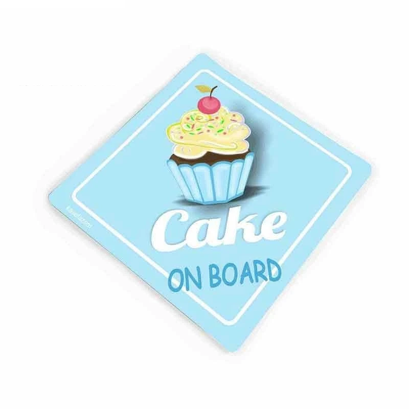 

SZWL Cake on Board Car Sticker Cute Blue Cupcake Decal Funny Stickers Vinyl for Motorcycles Automobile Bumper Window,13cm*12cm