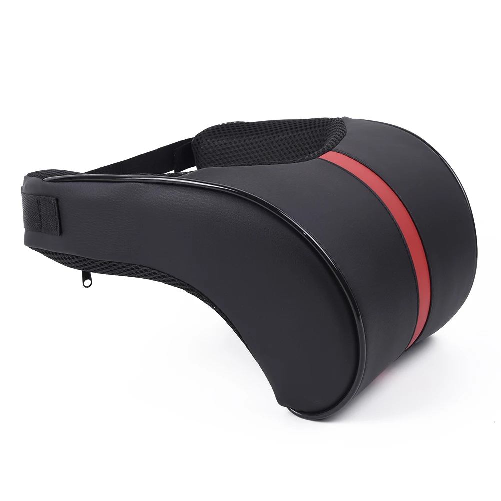 Новая регулируемая Автомобильная подушка из искусственной кожи с эффектом памяти, Автомобильная подушка, подголовник для сиденья, черный+ красный цвет
