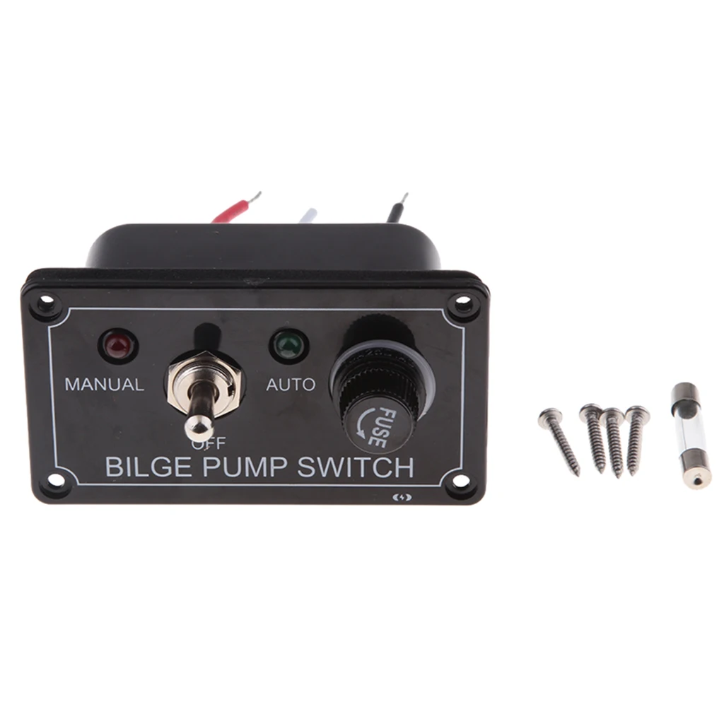 12VDC Bilge Pump Switch Control Panel LED Marine Manual / Off / Auto