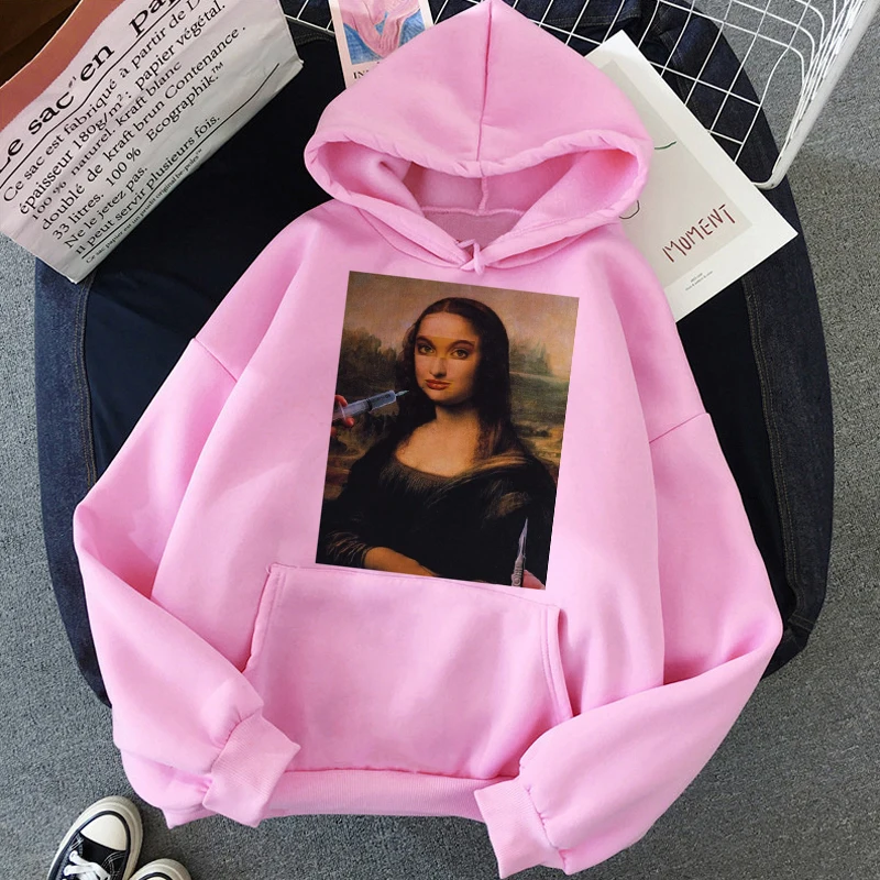 Mona Lisa забавные Harajuku эстетические толстовки для женщин гранж мультфильм 90s винтажные толстовки модные хип хоп Ullzang толстовка женская - Цвет: xd20190926-918