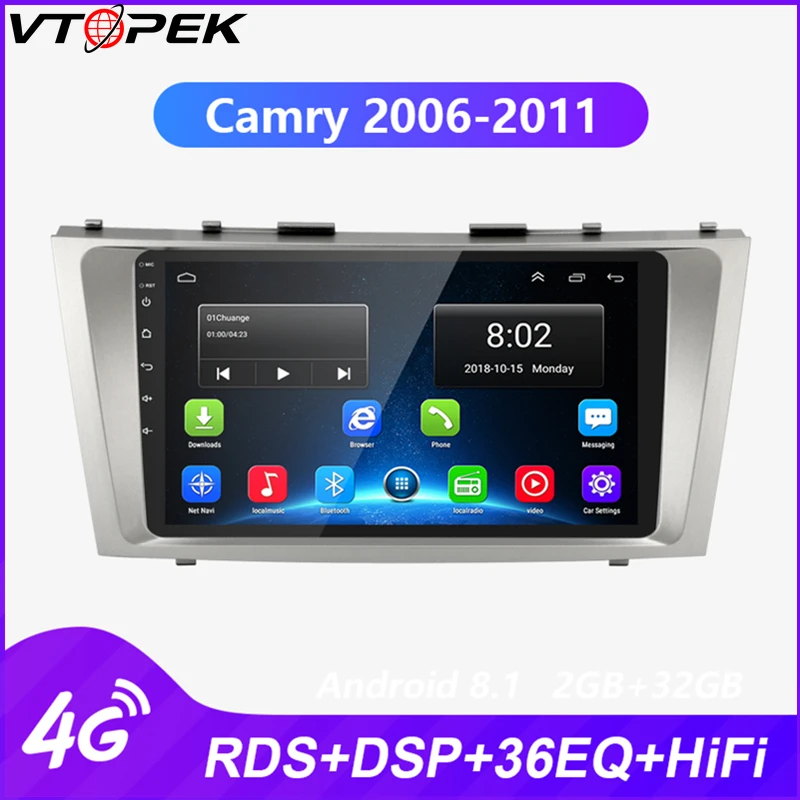 Vtopek Android автомобильный стерео Мультимедийный плеер для Toyota Camry 2006-2011 RDS DSP 4G сеть wifi сенсорный экран Bluetooth навигация