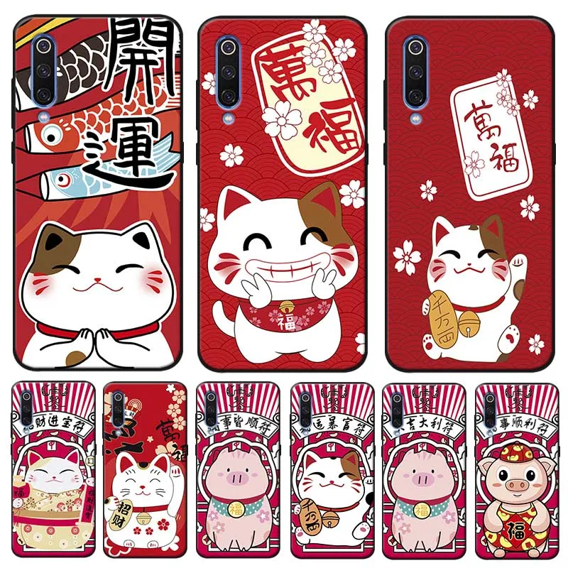 

Lucky Money cat Cover for xiaomi mi 9 9t se mi 8 pocophone f1 mix 3 Clear Soft Silicone Phone Case