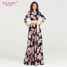 Vestido de fiesta largo holgado con cuello redondo elegante para mujer de gran oferta para Otoño Invierno de S.FLAVOR(China)